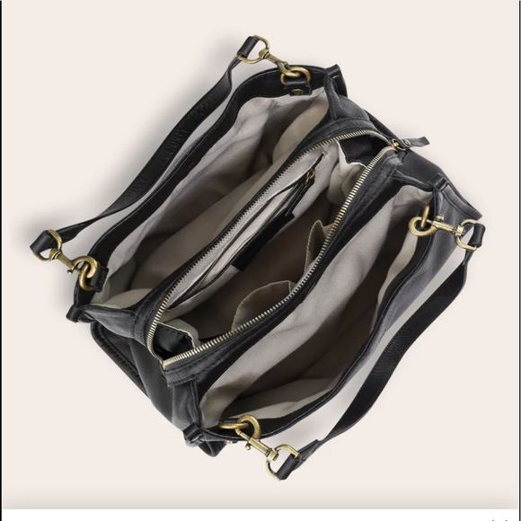 American Leather Company (NEW) genuine leather Lenox Triple Entry Satchel in BLK - Picture 8 of 10